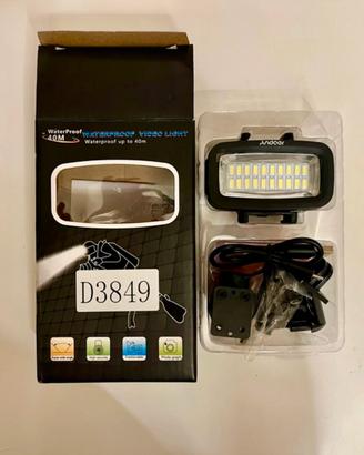 Luce video Andoer LED – Waterproof 40m – full kit