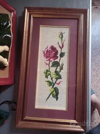 quadro ricamato e dipinto a mano