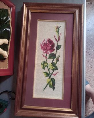quadro ricamato e dipinto a mano