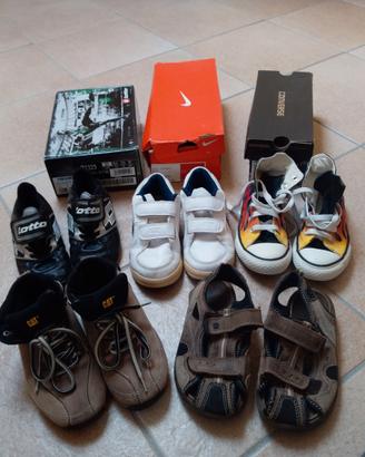 5 paia di scarpe n°31 Converse,Nike,Lotto,Caterpil