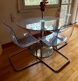 Tavolo cristallo  con 4 sedie trasparenti