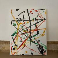 Acrilico su tela fatto con biglie