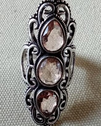 Anello indiano argento e moganite