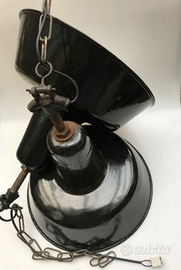 Lampade (2) Industriali Smaltate Vintage 900'