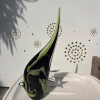 Pesce in vetro di Murano verde e nero