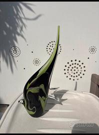 Pesce in vetro di Murano verde e nero