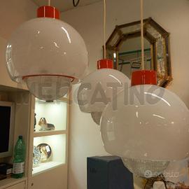 LAMPADARIO VINTAGE 3 LUCI PALLA DI VETRO E ALLUMIN