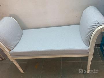panchina stile imbottita cm 130x 50 bianco grigio