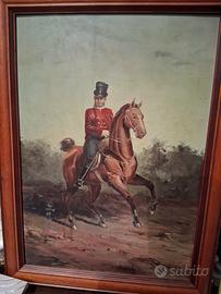 Olio su tavola Carlo di Borbone a cavallo