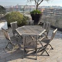 tavolo esagonale in legno + set 5 sedie