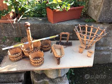 Vimini gerla cariola portafrutta bambú