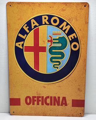Targa Metallo Vintage Alfa Romeo Officina 30x20cm
