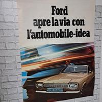 manifesto pubblicitario Ford Escort anni 60-70
