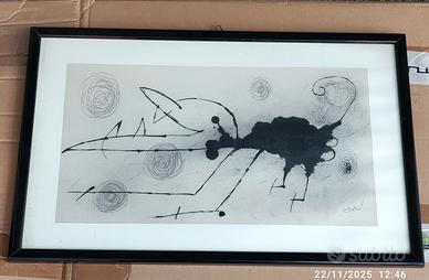 stampa litografica Miro' con cornice nera