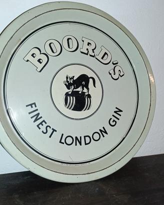 Vassoio vintage in latta Boord's Finest London Gin