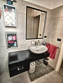 Mobile Bagno Moderno Nero Legno  Base + 2 Pensili