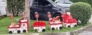 Trenino decorativo natalizio luci rosse 8 funzioni