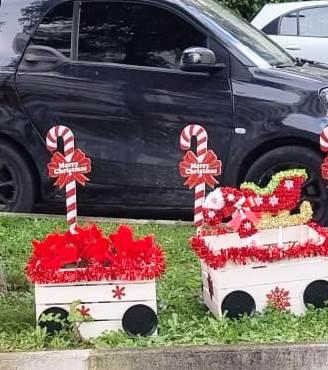 Trenino decorativo natalizio luci rosse 8 funzioni