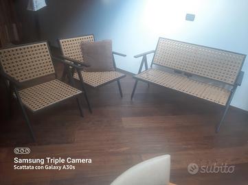 divanetto +2poltrone in rattan sintetico x esterno