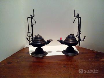 coppia lumi antichi a olio