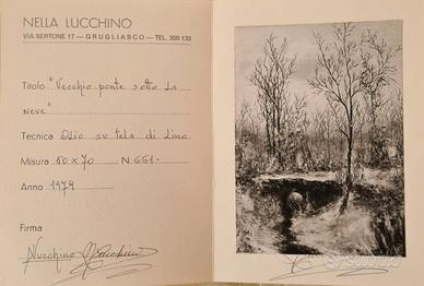 Quadro di N. Lucchino "Vecchio pone sotto la neve"