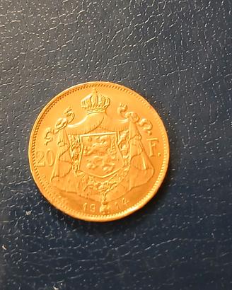 Marengo in oro 20 Franchi Alberto I - Belgio 1914