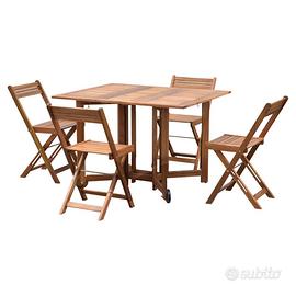 Consolle pieghevole in legno 1 tavolo 4 sedie 