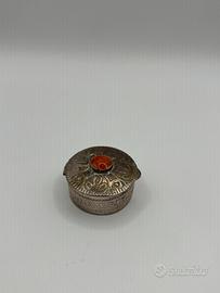 Cofanetto portapillole raro vintage argento pietra