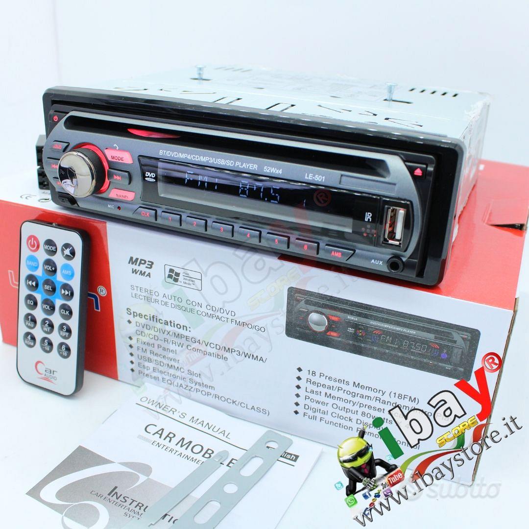 autoradio stereo per macchina auto radio 52w x 4 fm mp3 usb sd/mmc dvd cd  aux