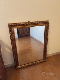 Specchio da parete con cornice legno dorato antico