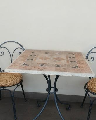 Set da Balcone: Tavolo+4sedie in ferrobattuto