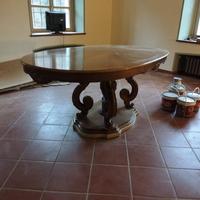 Tavolo ovale legno massello e marmo