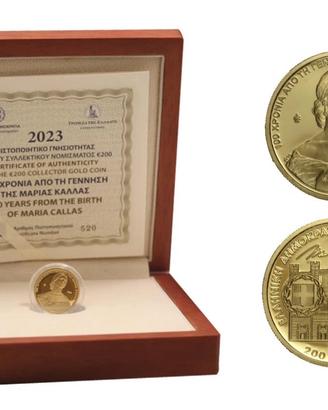 Moneta Sterlina 200€ Maria Callas 2023 Scala Oro
