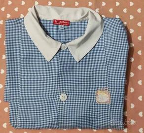 grembiule scuola/ 7anni / quadretti celeste