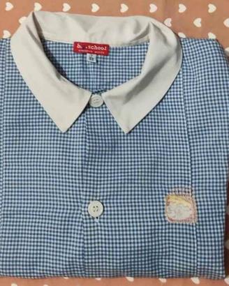 grembiule scuola/ 7anni / quadretti celeste