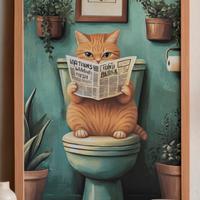 Poster su TELA Gatto simpatico sul WC 30X40