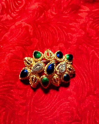 Spilla in oro con pietre vintage 60