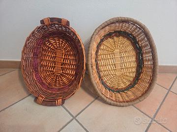 Coppia Cesti Grandi in Vimini Artigianale 