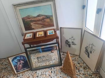 8 QUADRI PIU CARRELLO E PIAMIDE ARTIGIANALE