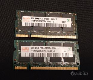 Memorie RAM 4 giga ddr2 800 x notebook e mac