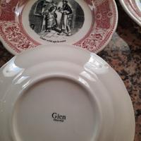 6 piatti in ceramica Gien " Proverbi Militari "