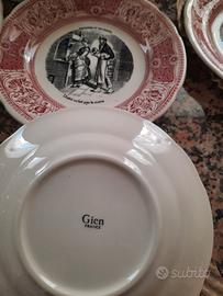 6 piatti in ceramica Gien " Proverbi Militari "