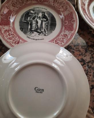 6 piatti in ceramica Gien " Proverbi Militari "