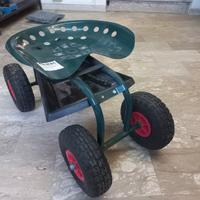Wiltec - sgabello da Giardinaggio con ruote