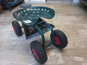 Wiltec - sgabello da Giardinaggio con ruote