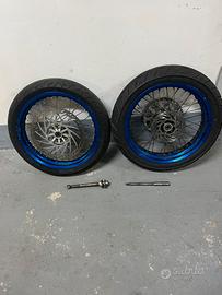Coppia ruote supermotard Morad 17" blu