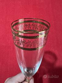 Servizio 6 flute in cristallo e oro