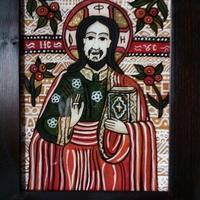 Rara icona vintage su vetro, arte Transilvania