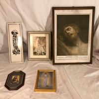 Lotto 7 Pezzi Arte Sacra Stampe Quadri Cornici