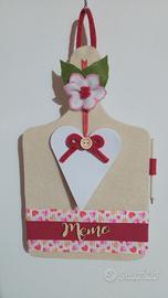 Tagliere in feltro con blocknotes memo cuore mamma